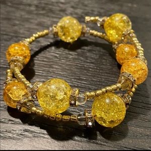 Wire beaded wrap around bracelet